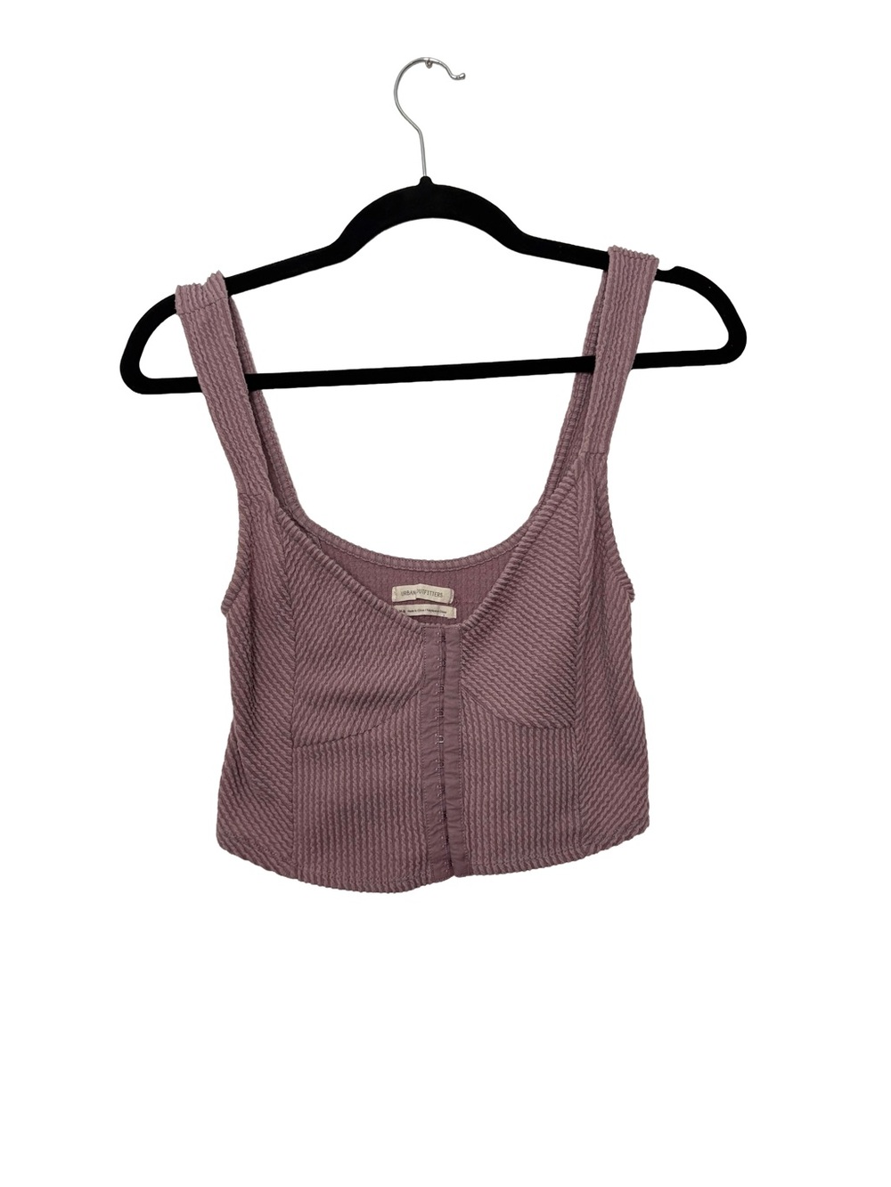 Urban Outfitters Ribbed Square-Neck Cropped Tank - Dusty Mauve